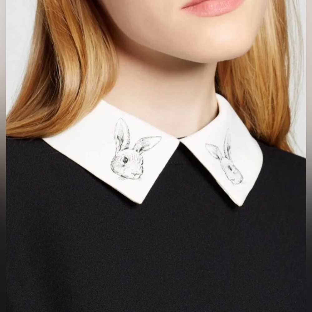 Victoria Beckham for target bunny collar long sleeve black shift dress. Size XS